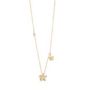 Collier mit Behang Blume 925 AG gelb vergoldet