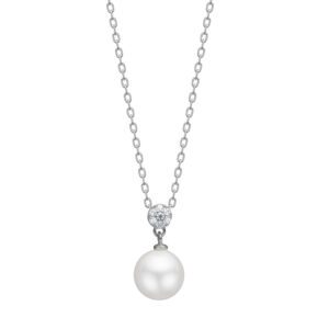 Collier mit Perle 925 Ag rhodiniert