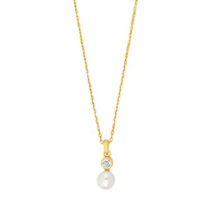 Collier mit Perle 925 AG gelb vergoldet