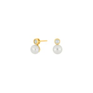 Ohrstecker Perle 925 AG gelb vergoldet