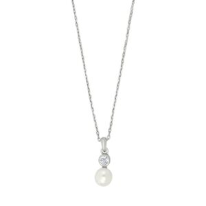 Collier mit Perle 925 Ag rhodiniert