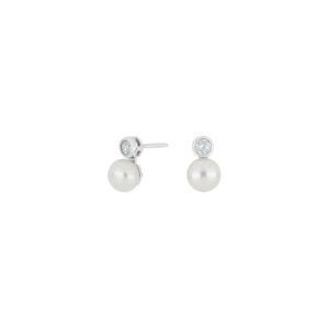 Ohrstecker Perle 925 Ag rhodiniert