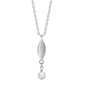 Collier mit Perle 925 Ag rhodiniert