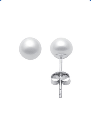 Ohrstecker Perle 925 Ag rhodiniert